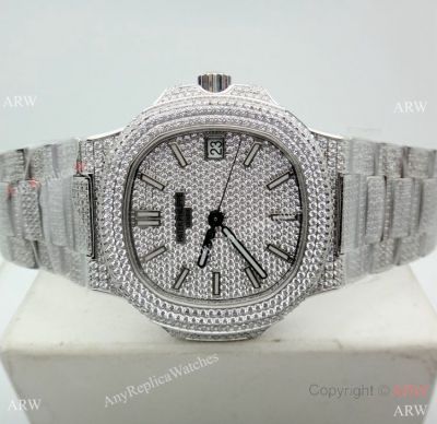 Best Replica Iced Out Patek Philippe Nautilus 5711 Watch Swiss Grade 1